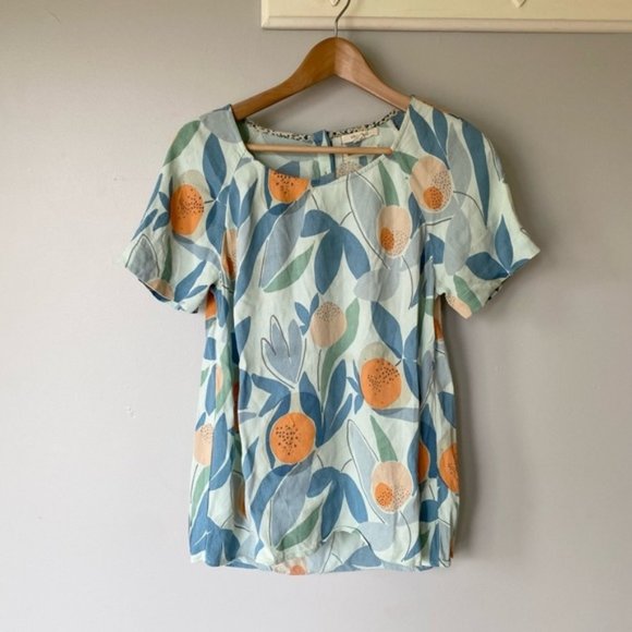 WHITE Stuff peach retro boho design short sleeve top - Picture 1 of 10